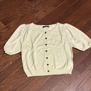 Women's Cream Sweater with Button Detail